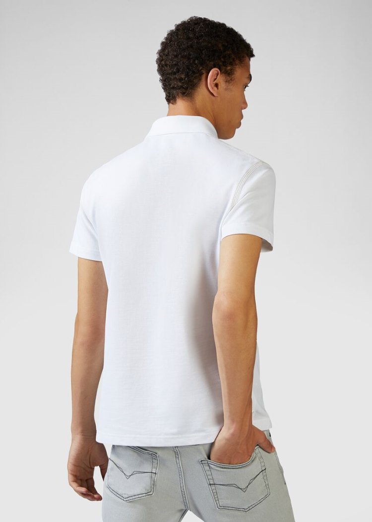 Versace Jeans Couture Logo Polo Shirt μπλουζακια πολο Jeans Couture ασπρα | M3LT7RB