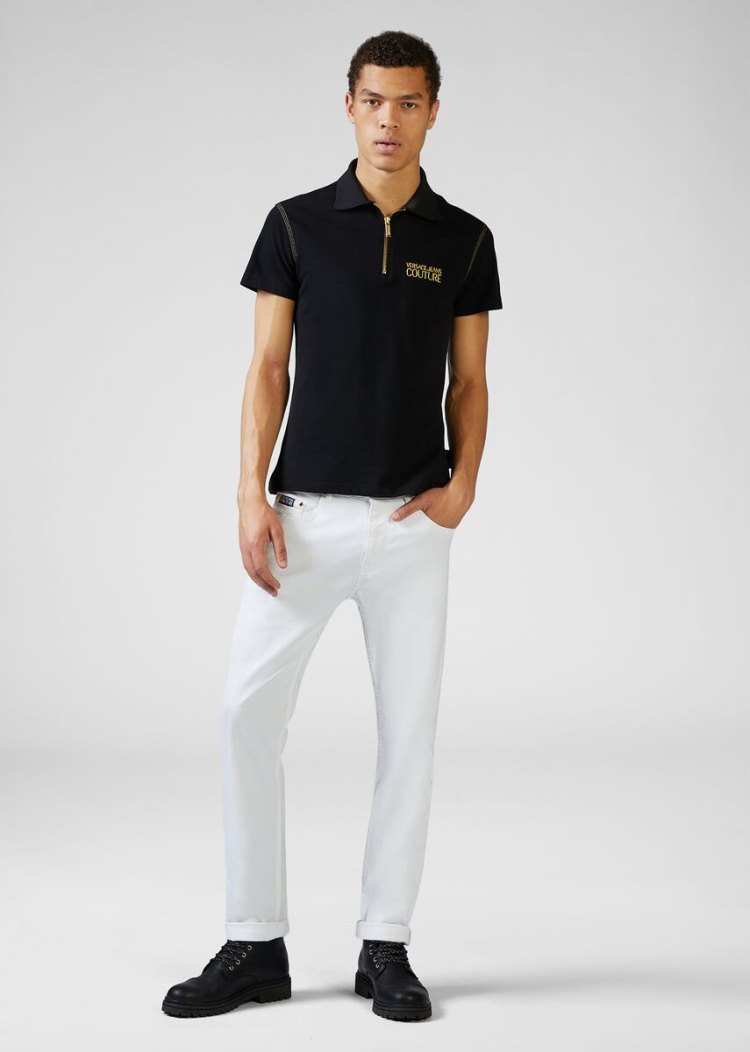 Versace Jeans Couture Logo Polo Shirt μπλουζακια πολο Jeans Couture μαυρα | PB8W6B1