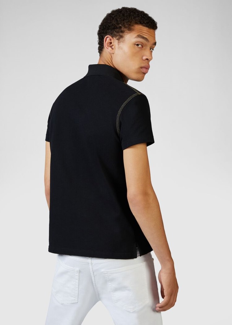 Versace Jeans Couture Logo Polo Shirt μπλουζακια πολο Jeans Couture μαυρα | PB8W6B1