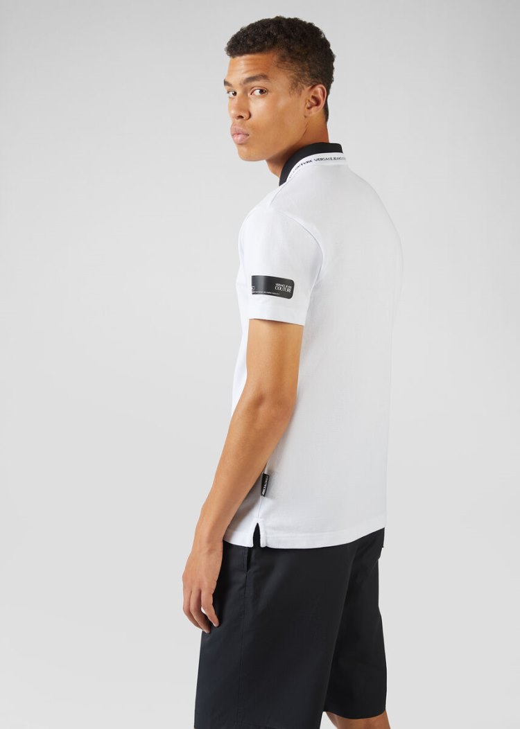 Versace Jeans Couture Logo Polo Shirt μπλουζακια πολο Jeans Couture ασπρα | W2ZI36Y
