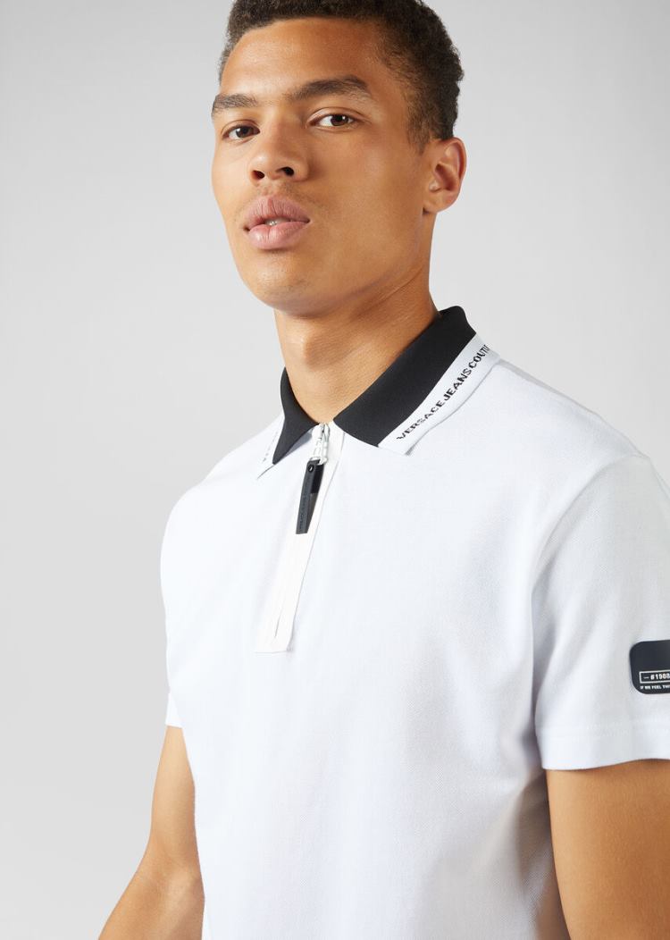 Versace Jeans Couture Logo Polo Shirt μπλουζακια πολο Jeans Couture ασπρα | W2ZI36Y