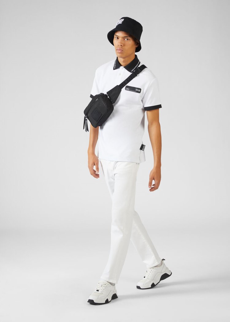 Versace Jeans Couture Logo Polo Shirt μπλουζακια πολο Jeans Couture ασπρα | W7D556R