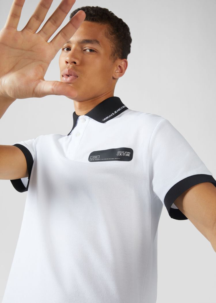 Versace Jeans Couture Logo Polo Shirt μπλουζακια πολο Jeans Couture ασπρα | W7D556R