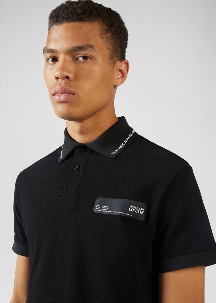 Versace Jeans Couture Logo Polo Shirt μπλουζακια πολο Jeans Couture μαυρα | WXX53BI