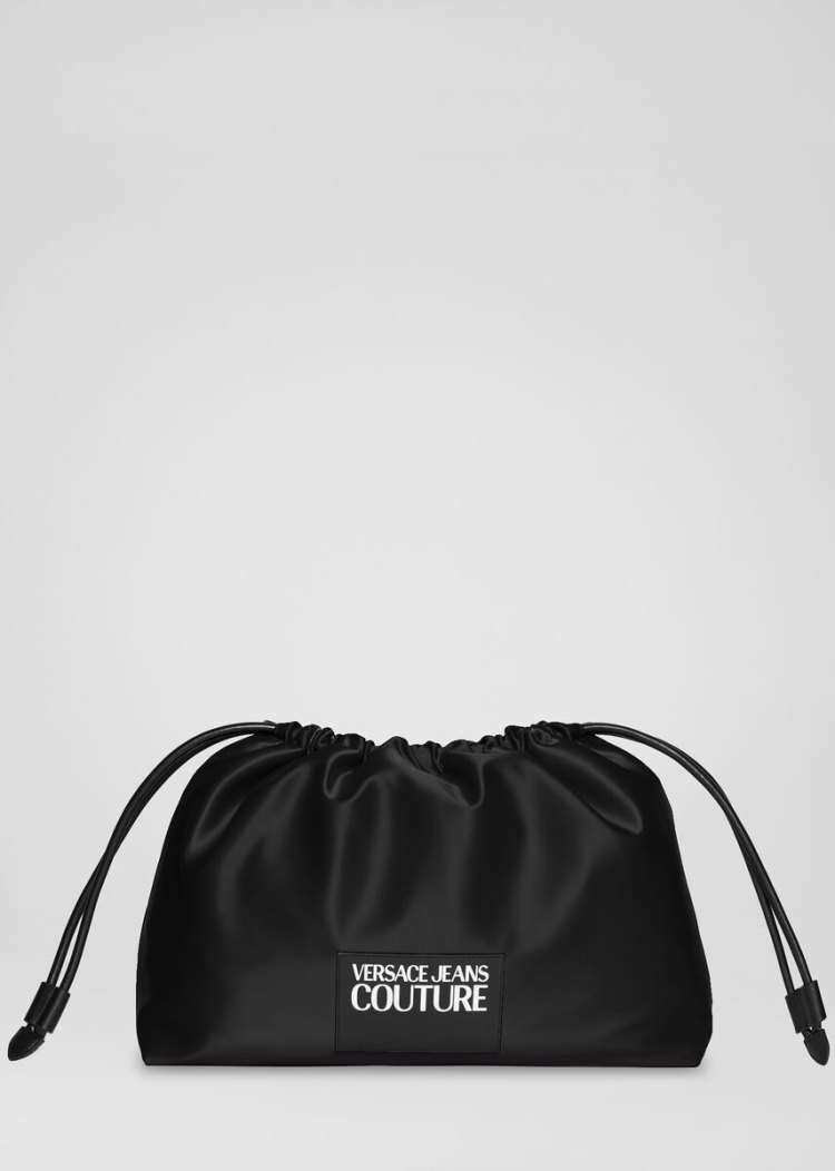 Versace Jeans Couture Logo Satin Bucket Bag τσαντα Jeans Couture μαυρα | SK1645L