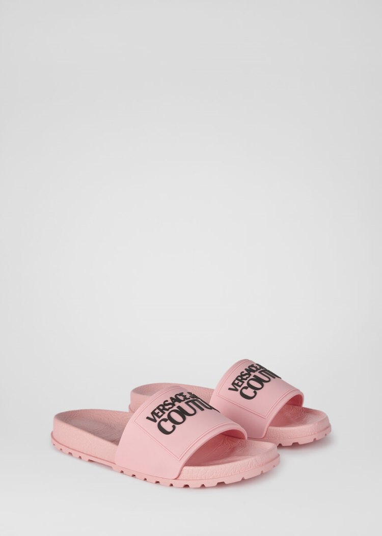 Versace Jeans Couture Logo Slides σανδαλια Jeans Couture ροζ | C6A6ZBE