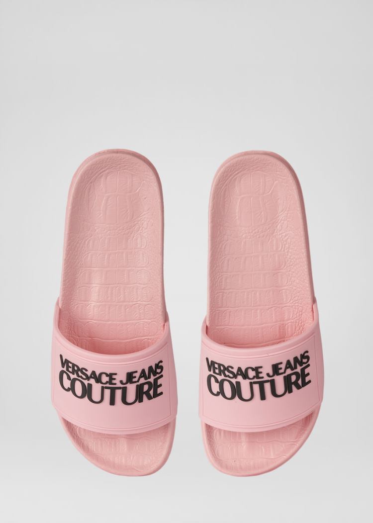 Versace Jeans Couture Logo Slides σανδαλια Jeans Couture ροζ | C6A6ZBE