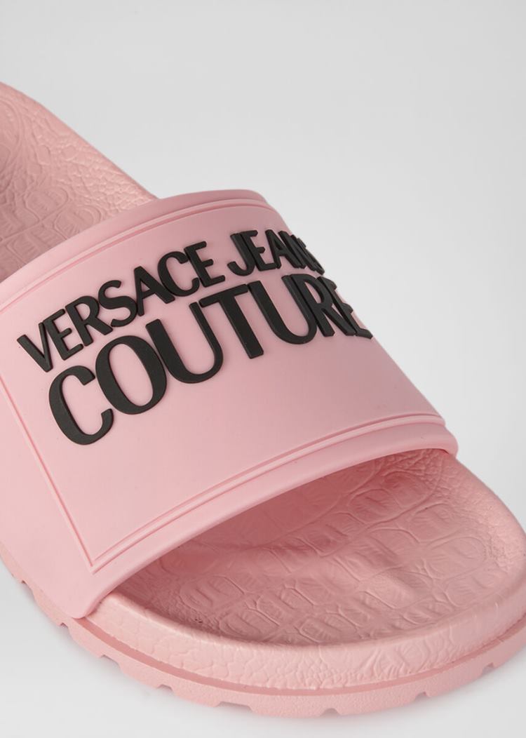 Versace Jeans Couture Logo Slides σανδαλια Jeans Couture ροζ | C6A6ZBE