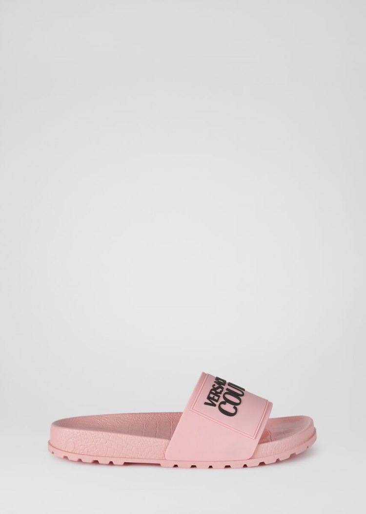 Versace Jeans Couture Logo Slides σανδαλια Jeans Couture ροζ | C6A6ZBE