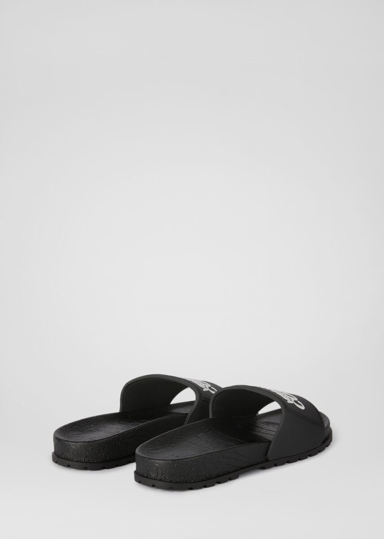 Versace Jeans Couture Logo Slides σανδαλια Jeans Couture μαυρα | E7Y5GWH