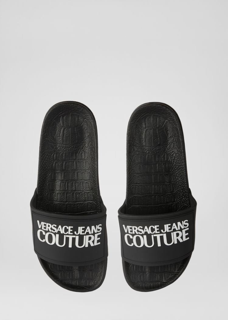 Versace Jeans Couture Logo Slides σανδαλια Jeans Couture μαυρα | E7Y5GWH