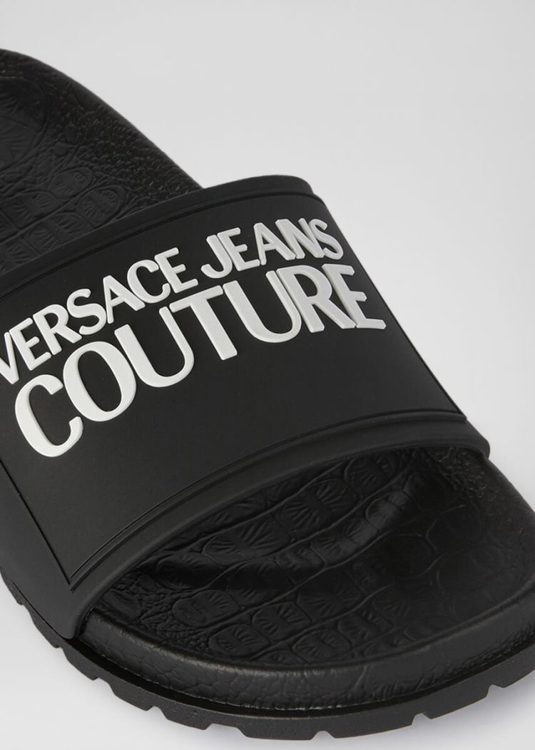 Versace Jeans Couture Logo Slides σανδαλια Jeans Couture μαυρα | E7Y5GWH