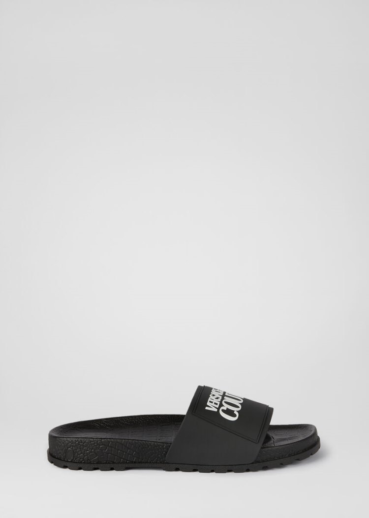 Versace Jeans Couture Logo Slides σανδαλια Jeans Couture μαυρα | E7Y5GWH
