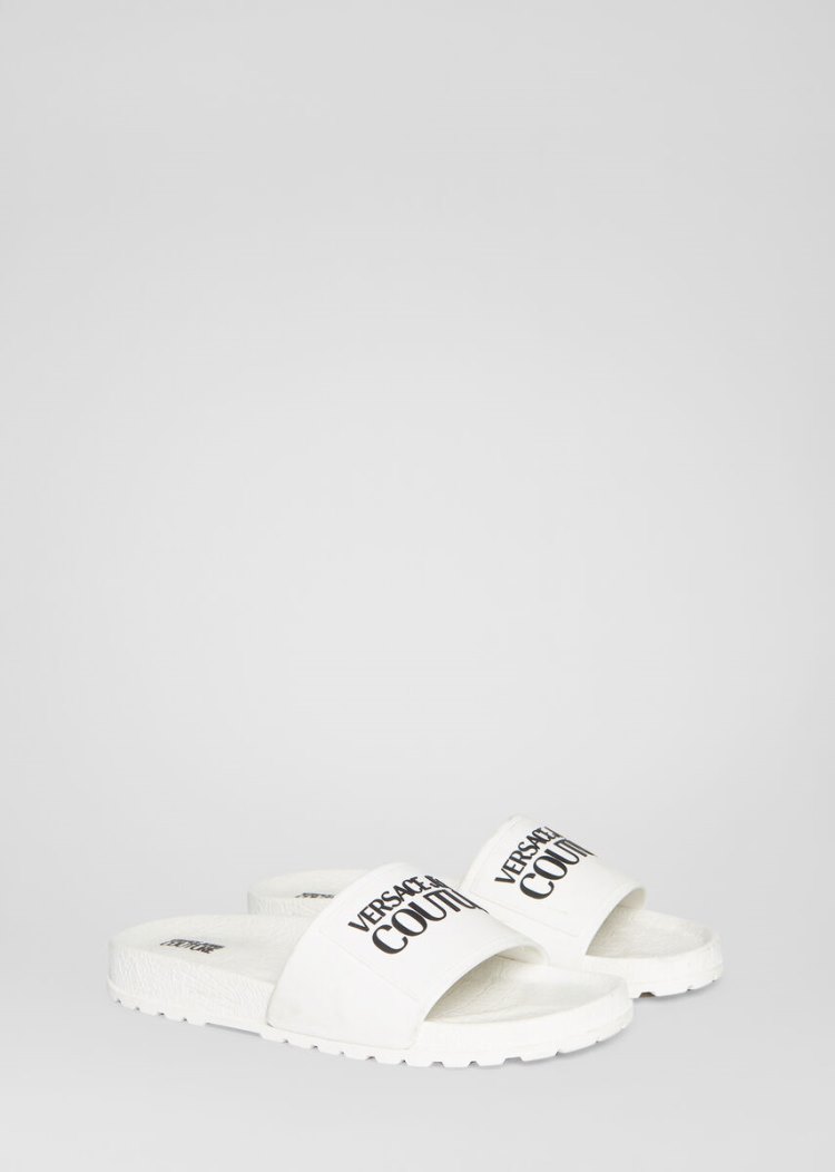 Versace Jeans Couture Logo Slides σανδαλια Jeans Couture ασπρα | XNFME6X