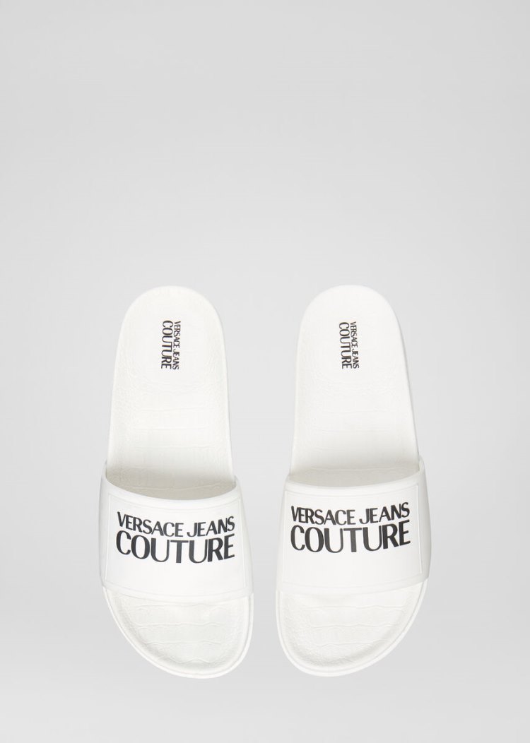 Versace Jeans Couture Logo Slides σανδαλια Jeans Couture ασπρα | XNFME6X