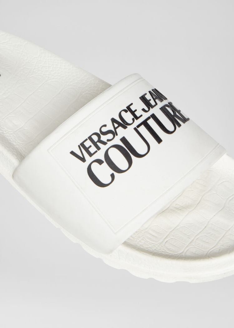 Versace Jeans Couture Logo Slides σανδαλια Jeans Couture ασπρα | XNFME6X