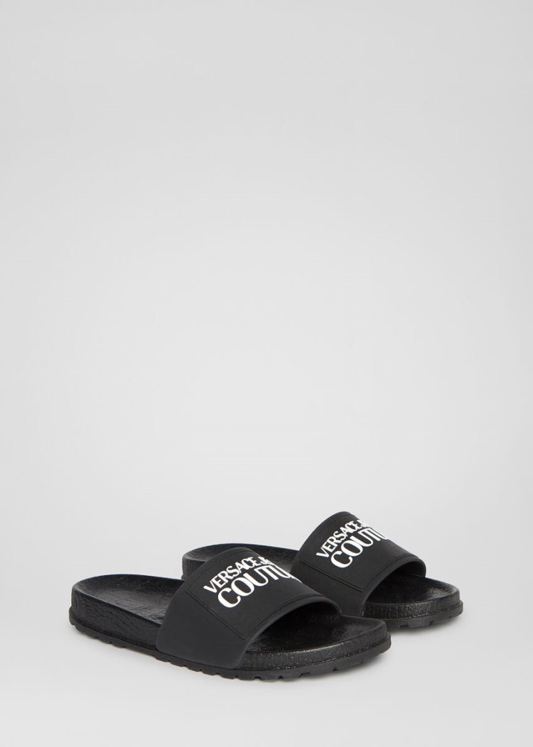 Versace Jeans Couture Logo Slides σανδαλια Jeans Couture μαυρα | YLG7YGY