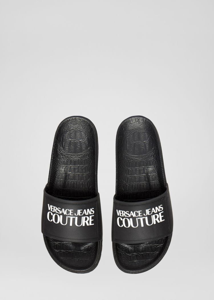 Versace Jeans Couture Logo Slides σανδαλια Jeans Couture μαυρα | YLG7YGY