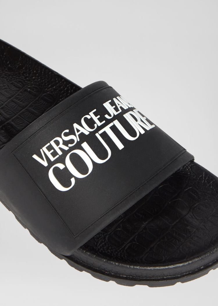 Versace Jeans Couture Logo Slides σανδαλια Jeans Couture μαυρα | YLG7YGY