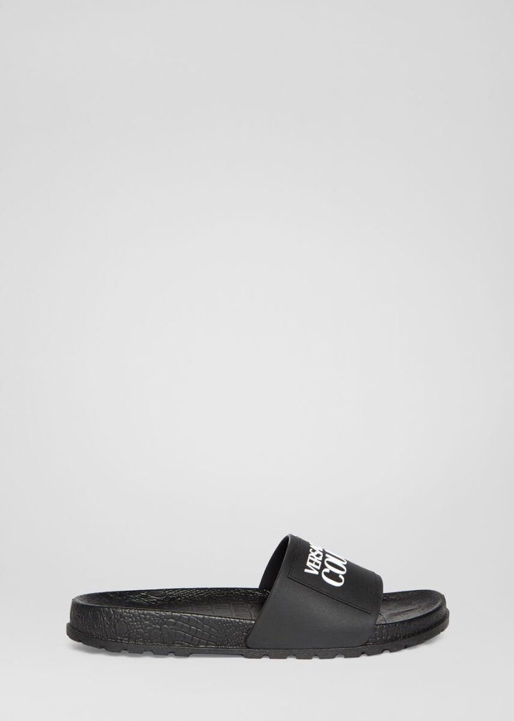 Versace Jeans Couture Logo Slides σανδαλια Jeans Couture μαυρα | YLG7YGY