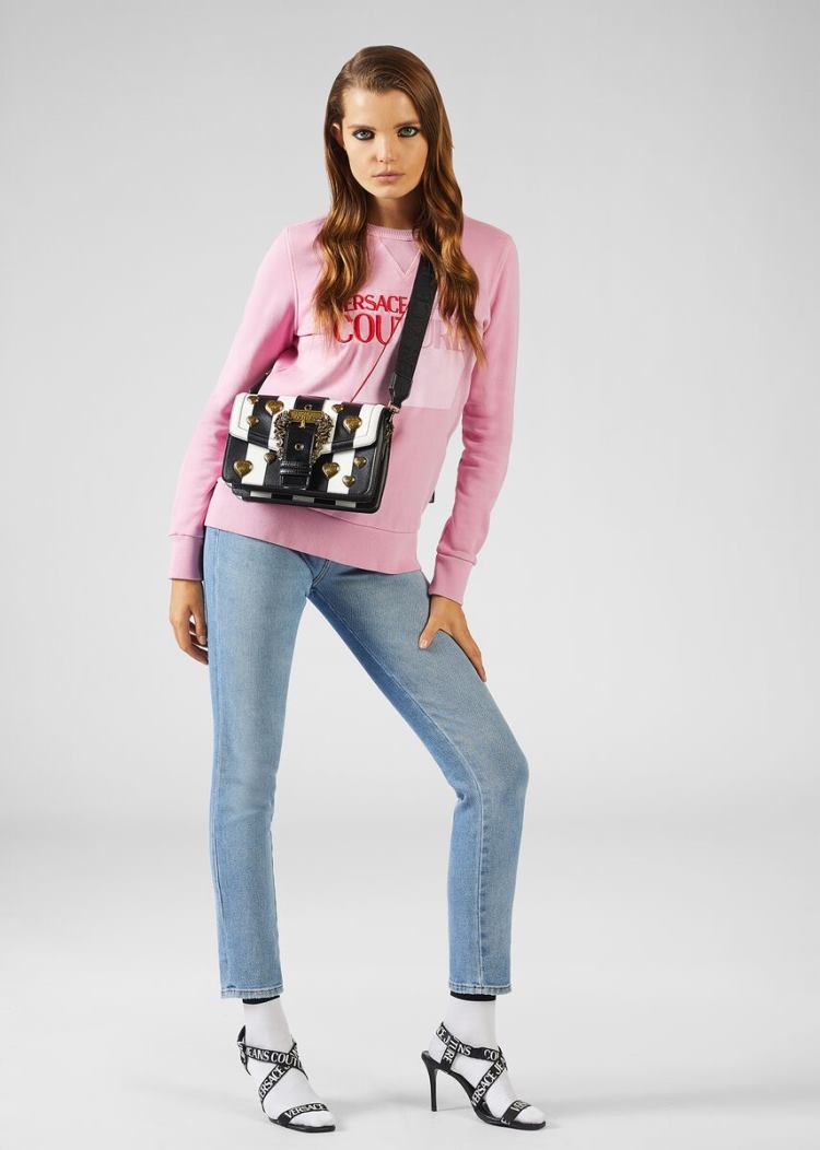 Versace Jeans Couture Logo Sweatshirt Φούτερ Jeans Couture ροζ | HLSE3L6