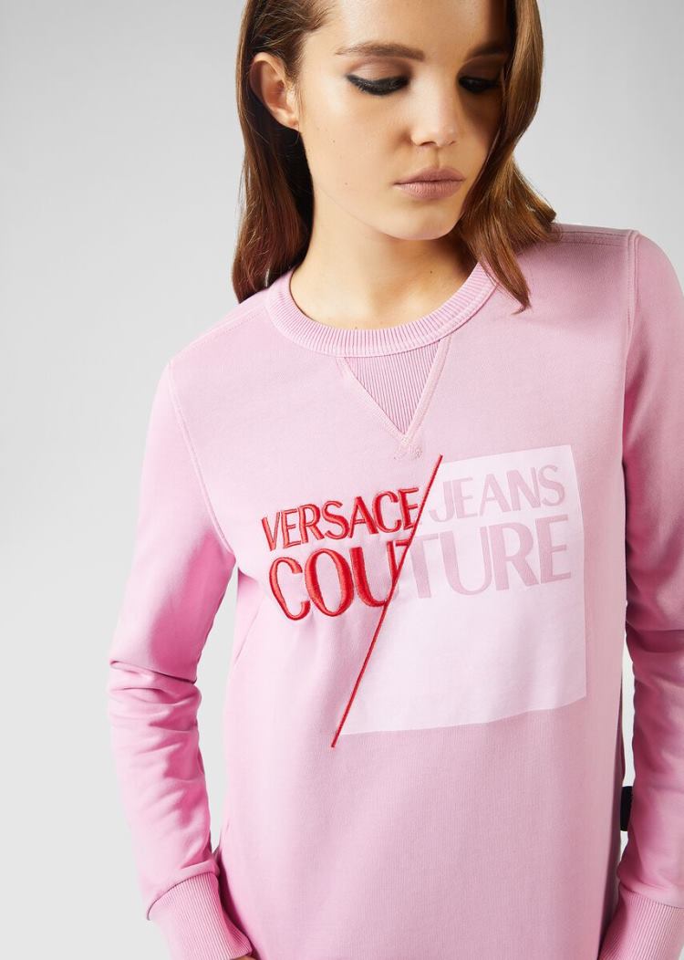 Versace Jeans Couture Logo Sweatshirt Φούτερ Jeans Couture ροζ | HLSE3L6