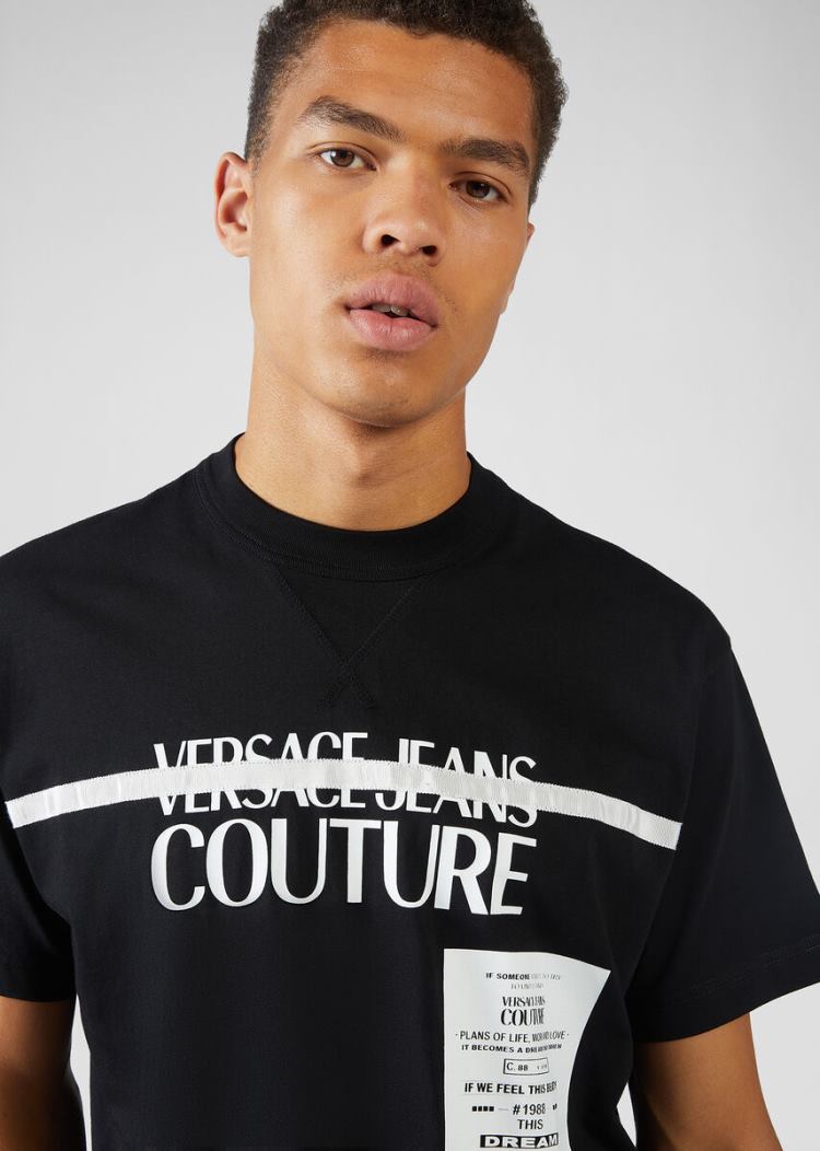 Versace Jeans Couture Logo T Shirt μπλουζακια Jeans Couture μαυρα | 7ZCLQZ1