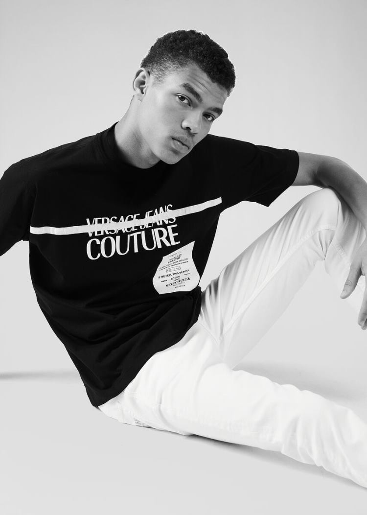 Versace Jeans Couture Logo T Shirt μπλουζακια Jeans Couture μαυρα | 7ZCLQZ1