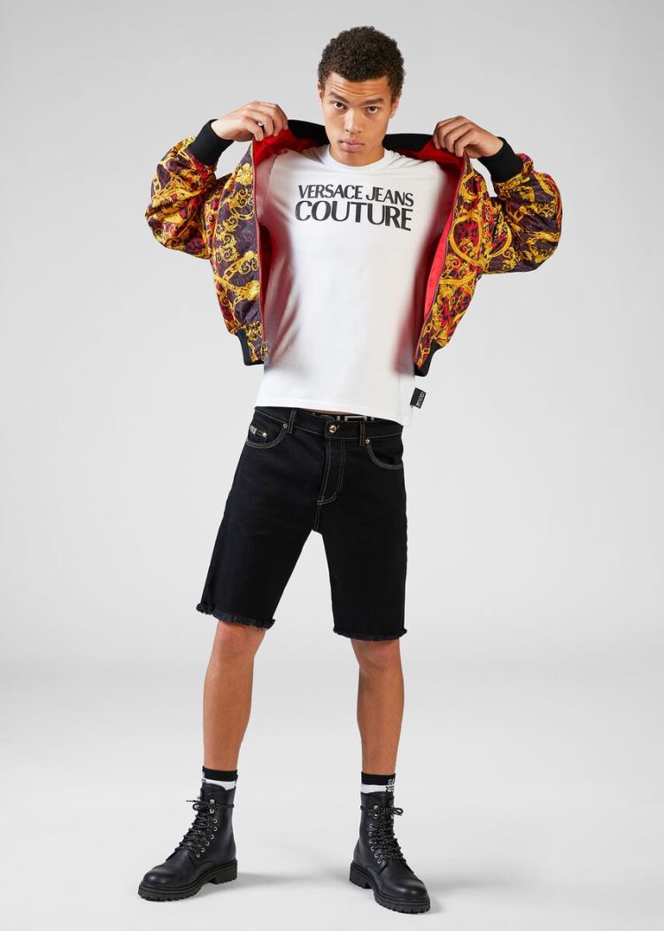 Versace Jeans Couture Logo T Shirt μπλουζακια Jeans Couture ασπρα | A9CKWUQ