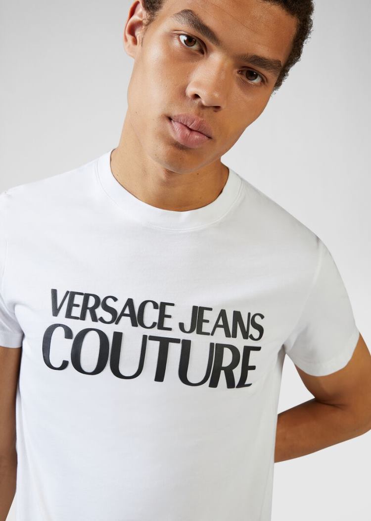 Versace Jeans Couture Logo T Shirt μπλουζακια Jeans Couture ασπρα | A9CKWUQ