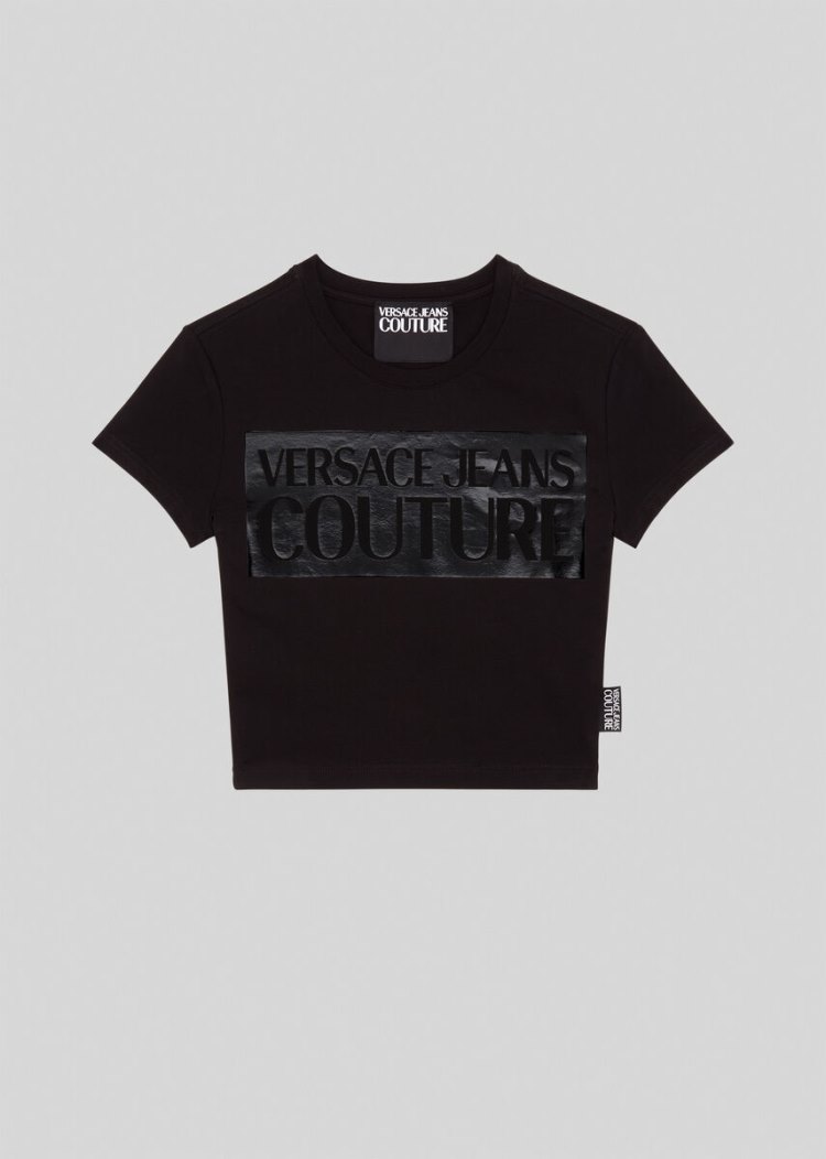 Versace Jeans Couture Logo T Shirt μπλουζακια Jeans Couture μαυρα | AJGTEYD