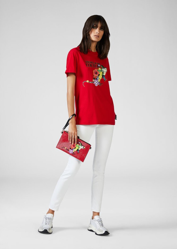 Versace Jeans Couture Logo T Shirt μπλουζακια Jeans Couture κοκκινα | B2G17MZ