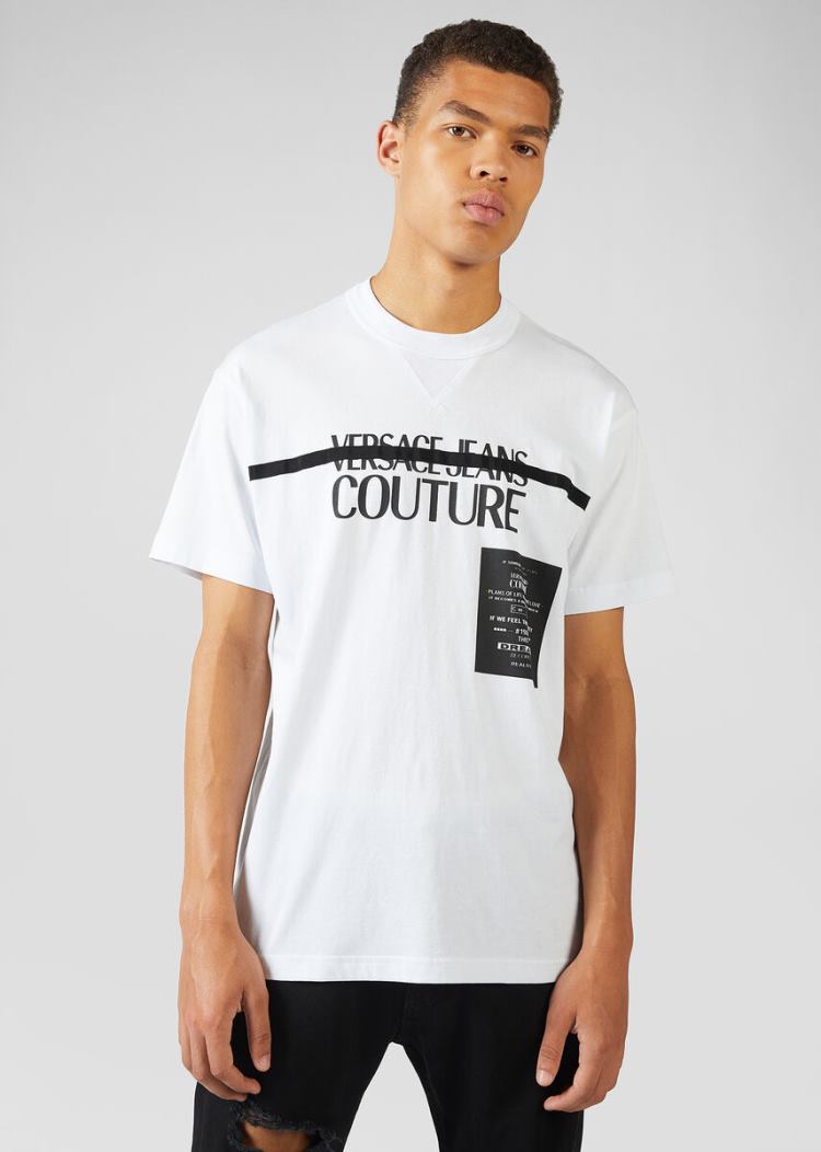 Versace Jeans Couture Logo T Shirt μπλουζακια Jeans Couture ασπρα | BYVJE20