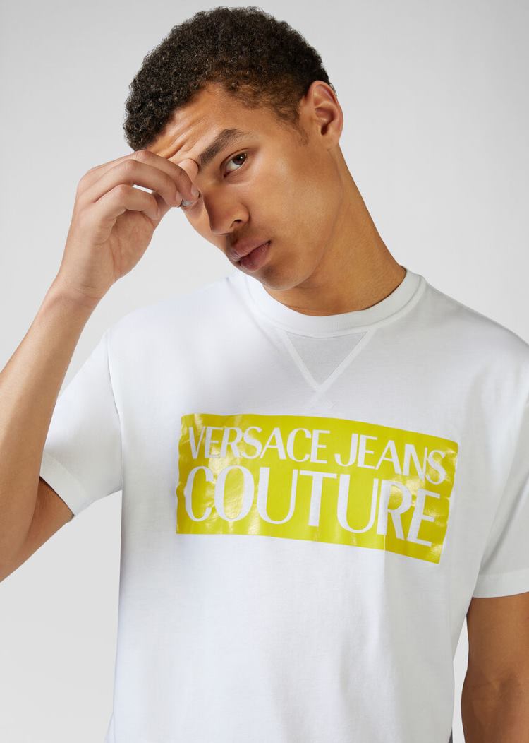 Versace Jeans Couture Logo T Shirt μπλουζακια Jeans Couture κίτρινα | O38KZXM