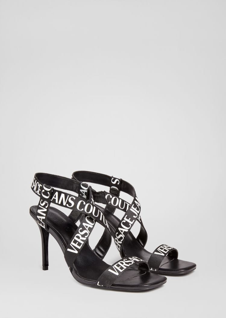 Versace Jeans Couture Logo Tape Sandals σανδαλια Jeans Couture μαυρα | TU08SC4