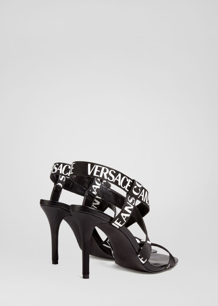 Versace Jeans Couture Logo Tape Sandals σανδαλια Jeans Couture μαυρα | TU08SC4