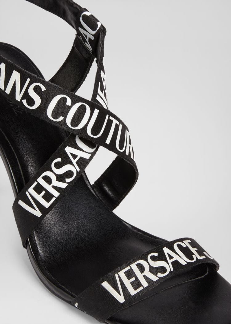 Versace Jeans Couture Logo Tape Sandals σανδαλια Jeans Couture μαυρα | TU08SC4