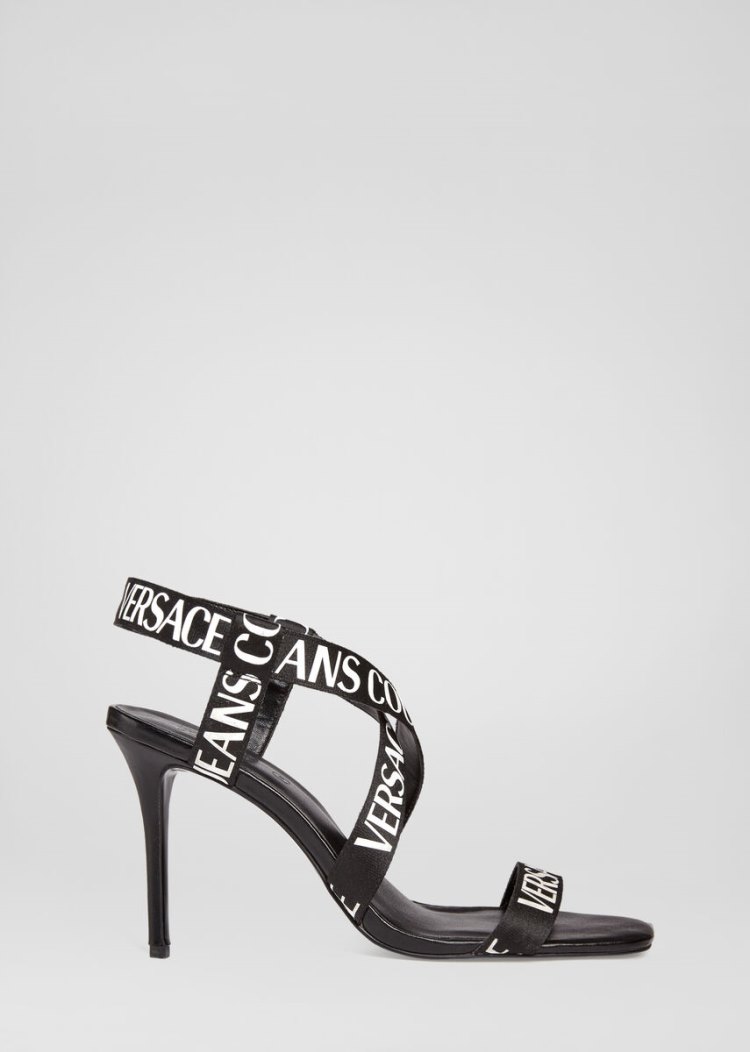 Versace Jeans Couture Logo Tape Sandals σανδαλια Jeans Couture μαυρα | TU08SC4