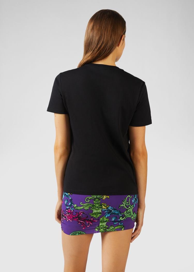 Versace Jeans Couture Logo βαμβακερα T Shirt μπλουζακια Jeans Couture μαυρα | 7DPNXTZ