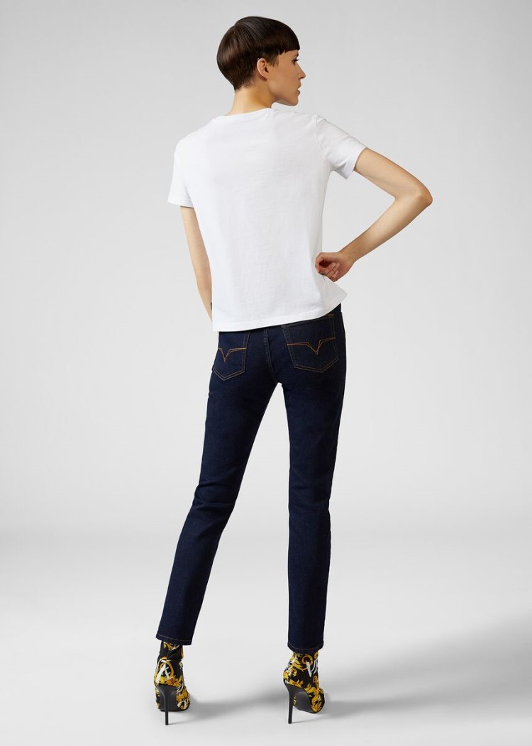 Versace Jeans Couture Logo βαμβακερα T Shirt μπλουζακια Jeans Couture ασπρα | WBHJ6GK