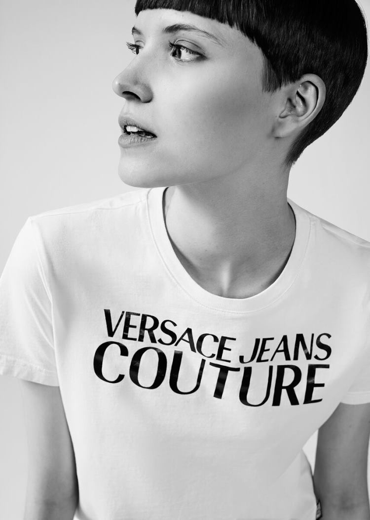 Versace Jeans Couture Logo βαμβακερα T Shirt μπλουζακια Jeans Couture ασπρα | WBHJ6GK