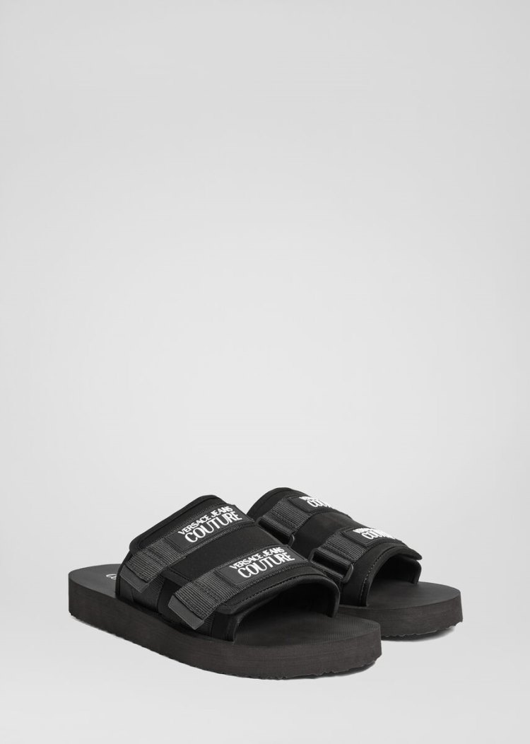 Versace Jeans Couture Logo λουρακια Sandals σανδαλια Jeans Couture μαυρα | 3AKNPGI