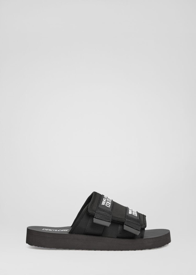 Versace Jeans Couture Logo λουρακια Sandals σανδαλια Jeans Couture μαυρα | 3AKNPGI