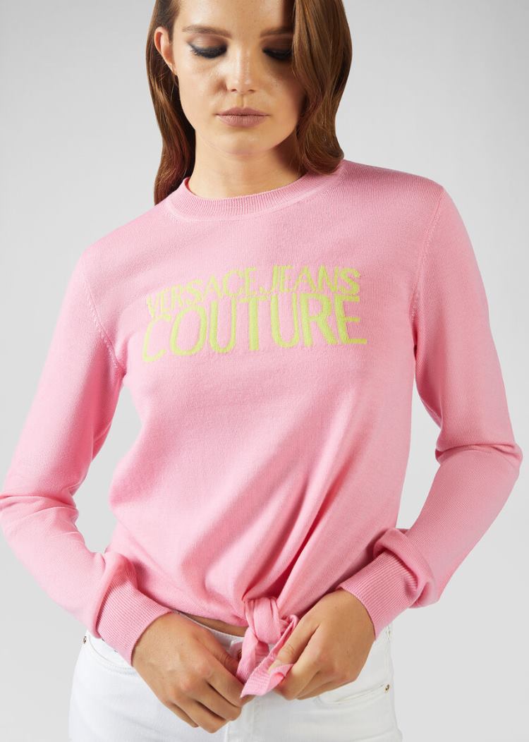 Versace Jeans Couture Logo πουλοβερ Πουλόβερ Jeans Couture ροζ | W0CTF0Y