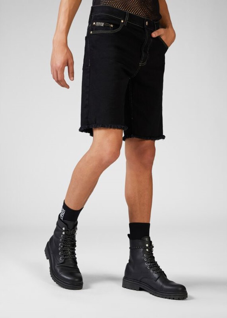 Versace Jeans Couture Metal Hardware Denim Shorts σορτσ Jeans Couture μαυρα | FW6KSGF