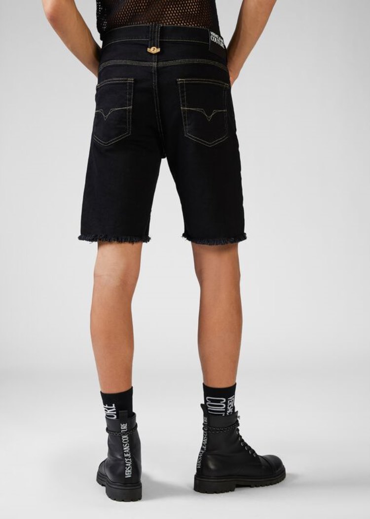 Versace Jeans Couture Metal Hardware Denim Shorts σορτσ Jeans Couture μαυρα | FW6KSGF