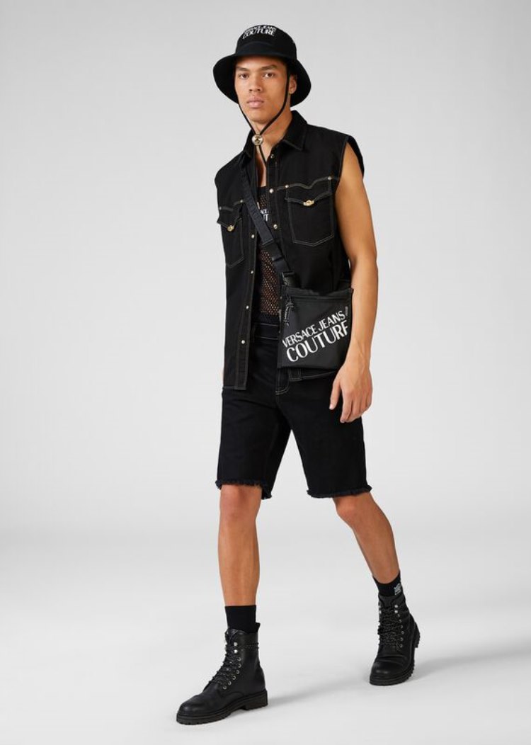 Versace Jeans Couture Metal Hardware Denim Shorts σορτσ Jeans Couture μαυρα | FW6KSGF