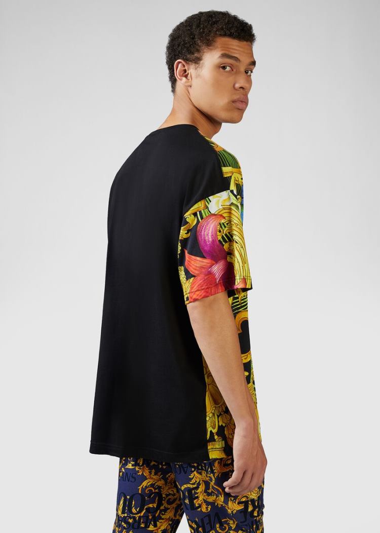 Versace Jeans Couture Mixed Print T Shirt μπλουζακια Jeans Couture μαυρα | 1QEE3MT