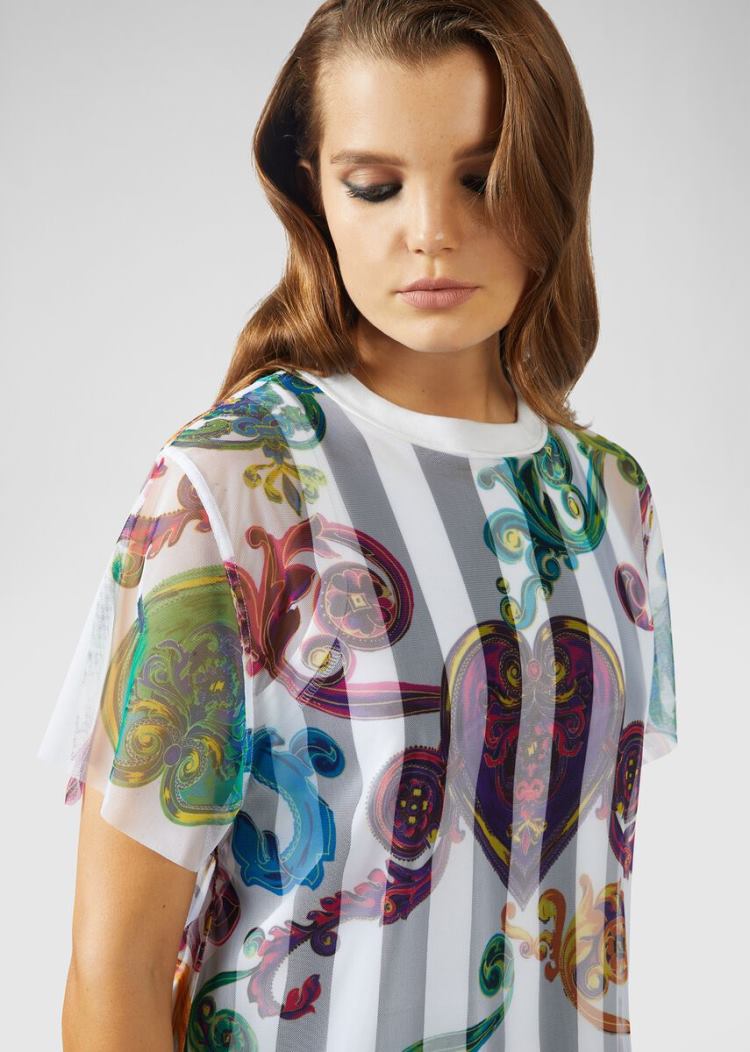 Versace Jeans Couture Multicolor Baroque Jewels Print φορεμα φορεμα Jeans Couture ασπρα | 30U2XAN