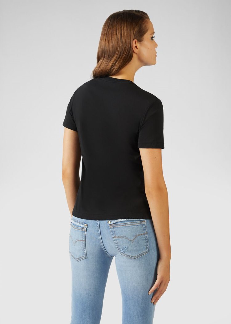 Versace Jeans Couture Multicolor Baroque Jewels Logo T Shirt μπλουζακια Jeans Couture μαυρα | G9YTO63